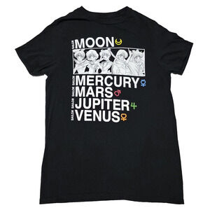 Sailor Moon T-Shirt Black Graphic Tee -Sailor Guardians Names & Symbols Sz Small